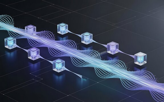 Digital network a futuristic representation of data flow and connected processing units