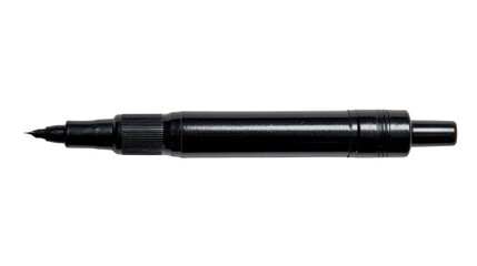 Black fineliner pen resting on a transparent background, depicting a precise writing and drawing tool for creative work