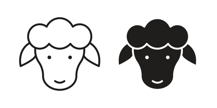 Lamb icons. silhouette icon vector flat illustration on white background. line art icons