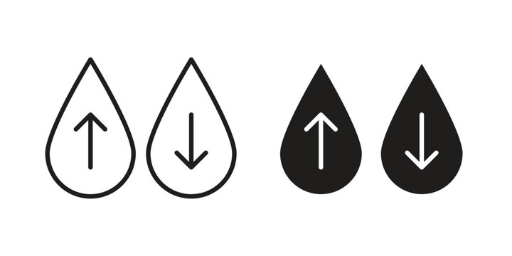 Low and high cholesterol icons. silhouette icon vector flat illustration on white background. line art icons