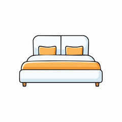 Illustration of a modern bed with pillows and blanket for furniture design