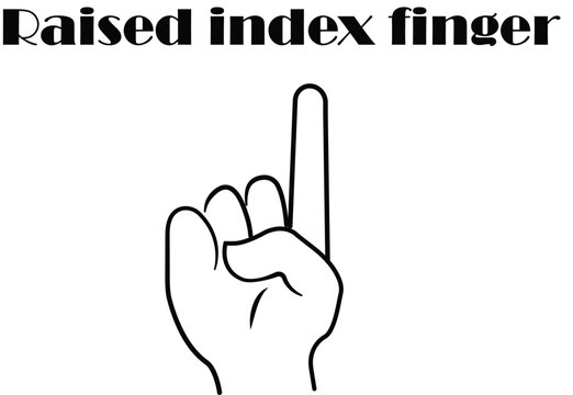 Hand with raised index finger pointing upward sign 