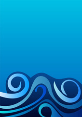 Abstract blue background with waves vector artistic illustration