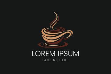 Coffee Cup with Rising Steam Aroma Vector logo template