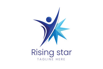 Abstract Star Person Upward Motion Vector logo template