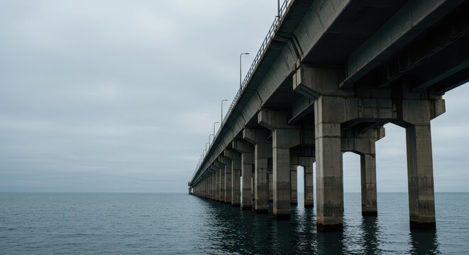 Massive concrete and steel infrastructure of a naval pier extending into the harbor. Ready to support large warships and maritime defense operations, water, architecture, structure