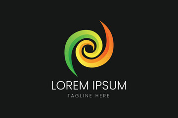 Green and Orange Spiral Energy Vortex Vector logo template