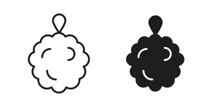 Shower sponge ball icons. silhouette icon vector flat illustration on white background. line art icons