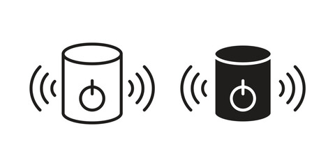 Obraz premium Smart speaker icons. silhouette icon vector flat illustration on white background. line art icons