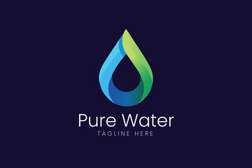 Pure Water Drop with Dynamic Gradient Swirl Vector logo template