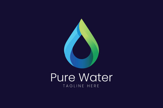 Pure Water Drop with Dynamic Gradient Swirl Vector logo template