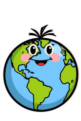 Smiling Earth Globe Character Flat Illustration