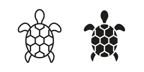 Fototapeta premium Turtle icons. silhouette icon vector flat illustration on white background. line art icons