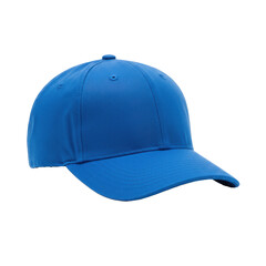 Fototapeta premium A new, vibrant royal blue cotton twill baseball cap, plain and unbranded, angled, with clear stitching details, isolated on a transparent background, perfect e-commerce product concept