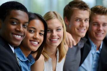 Diverse Group of Friends Smiling Close Up