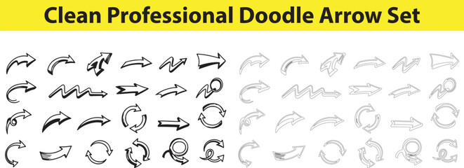 Doodle arrow icons in various styles and directions