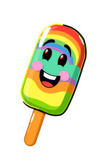 Colorful Rainbow Ice Pop Dessert Character