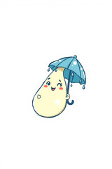 Cute Raindrop Mascot with Ironic Umbrella Art