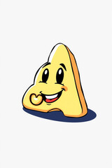 Happy Cheese Wedge Character Flat Vector Style