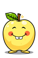 Red Apple Character with Cheerful Smiling Face