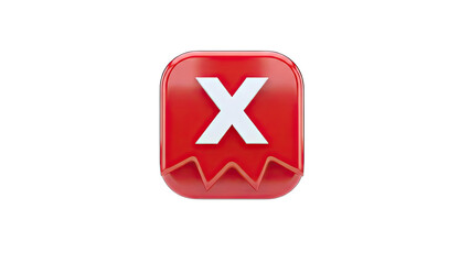 Fototapeta premium Red X Icon with Error Symbol on White Background