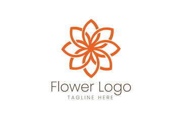 Geometric orange flower petal design for wellness beauty and organic lifestyle brands Vector logo template