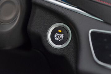 Start stop engine button on a modern car dashboard