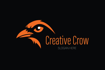 Minimalist orange bird head profile icon for creative agency and wildlife branding Vector logo template