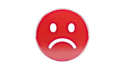 Fototapeta premium Sad Red Emoji on White Background