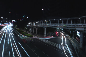 traffic on highway at night