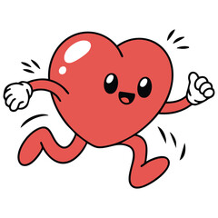 Obraz premium Cute heart shaped character isolated on white vector doodle Valentine design