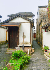View of the traditional houses in the water town called Zhouzhuang near Suzhou and Shanghai in China.