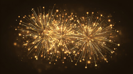 Obraz premium “Bright Golden Fireworks Burst on Transparent Background – Vector Illustration”
