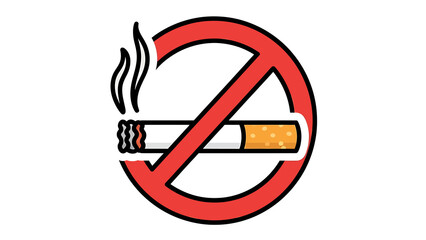 Prohibited cigarette sign with red circle and diagonal line indicating no smoking allowed