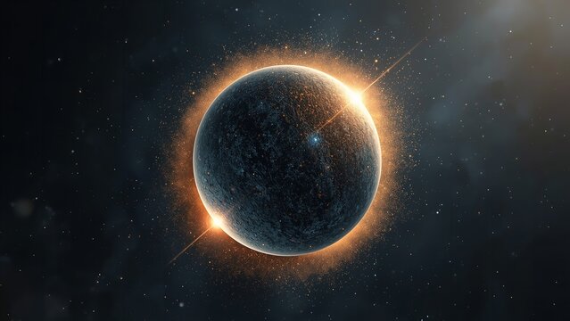 A stunning celestial body in space with a bright glowing ring around it