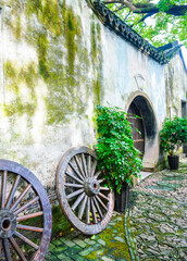 View of the traditional houses in the water town called Zhouzhuang near Suzhou and Shanghai in China.