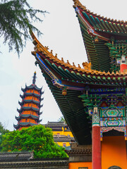 View of the historic temple called Jinshan Temple in Zhenjiang, China.