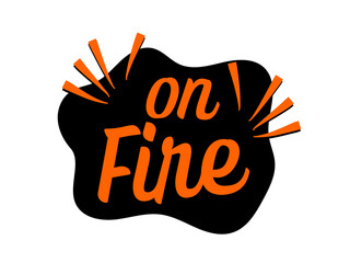 on fire label sticker design
