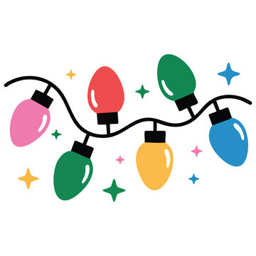 Multicolored lights festive garland holiday decoration vector illustration isolated white background