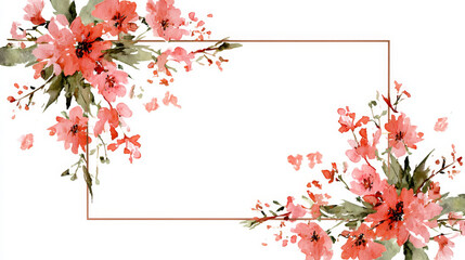 &ldquo;Watercolor Flower Frame Isolated on White Background for Creative Designs&rdquo;