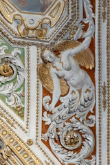 Fototapeta premium Tourists destination, baroque style elements in historical part of Bergamo city, Bergamo Alta with narrow streets, churces, old houses, fortress walls, Lombardy, Northern Italy