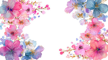 &ldquo;Watercolor Flower Frame Isolated on White Background for Creative Designs&rdquo;