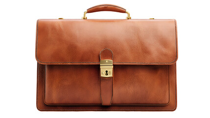 Elegant Tan Leather Portfolio Bag with Secure Gold Clasp