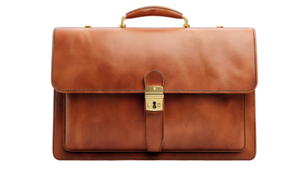 Elegant Tan Leather Portfolio Bag with Secure Gold Clasp