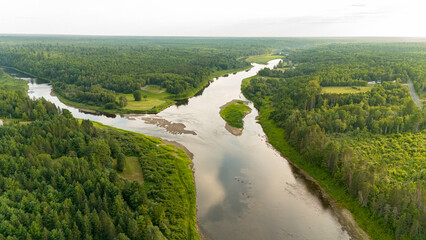 Fly fishing the Miramichi River, New Brunswick, Canada. 