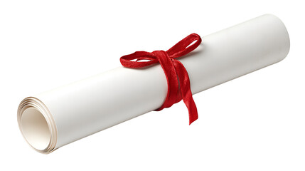 Blank Educational Degree Scroll with Red Bow for Commencement