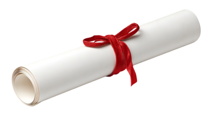 Blank Educational Degree Scroll with Red Bow for Commencement