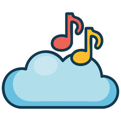 Fototapeta premium Notes and cloud fill style icon design music sound melody song musical art composition vector