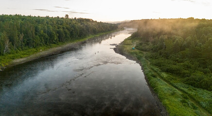 Fly fishing the Miramichi River, New Brunswick, Canada. 