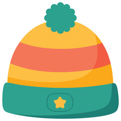 collection of simple flat illustrations of winter clothing items isolated on white background © azzedine